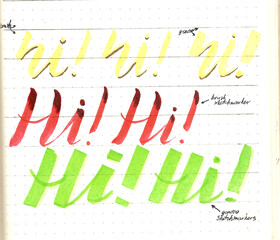 lettering calligraphy, lettering greeting in different colors