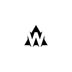 W letter of geometric triangle shape. Company logo design.
