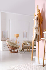 Fototapeta na wymiar Interior of contemporary apartment with stylish furniture