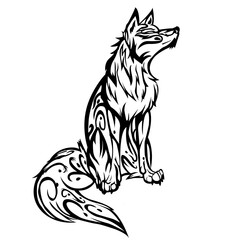 wolf for tattoo, black vector image