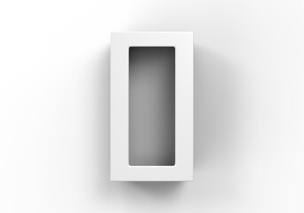 White blank rectangular hard window box for branding mock up template, 3d illustration.