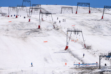 Les deux Alpes snowsports resort with year-round snow covering and skiable glacier at 3600 m...