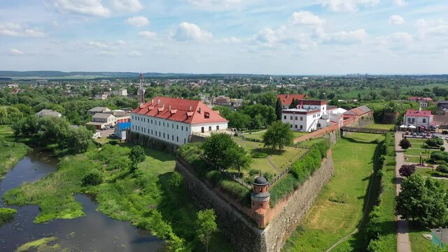 Drone video of Castle in Dubno, Ukraine
