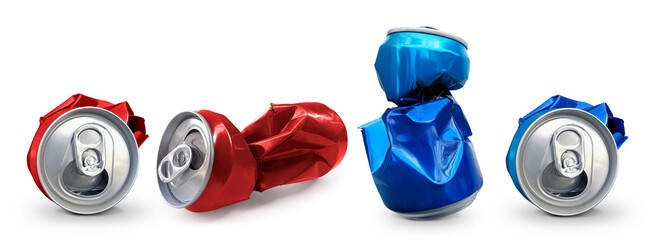 Compressed cans isolated on a white background
