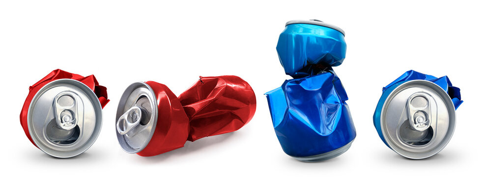 Compressed cans isolated on a white background