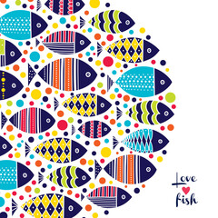Obraz premium Cute fish card. Motif with fish.