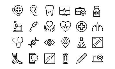 Healthcare And Medical Line Icon Set vector design 