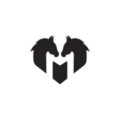 the silhoutte font m in the middle two horses logo
the simple logo from black and white and feel corporate