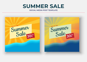 Summer sale poster, super sale social media post and flyer