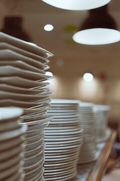 Close-up Of Stacked Plates