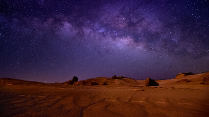 Obraz na płótnie Canvas Monitoring the arm of the Tababa galaxy in the Fayoum desert in the Wadi al-Hitan region