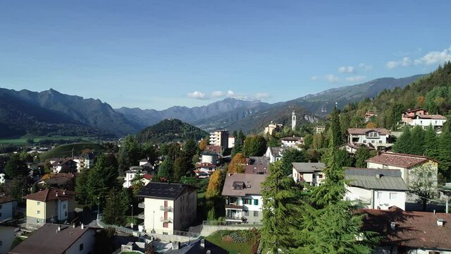 Aerial footage drone view of Clusone, Bergamo Italy // no video editing
