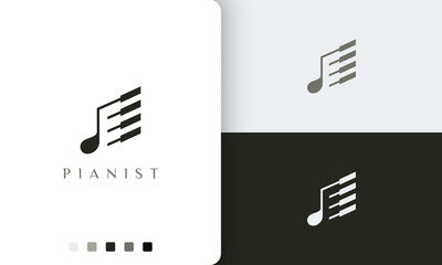 simple and modern piano player logo or icon © Murnifine