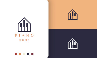 simple and modern piano home logo or icon