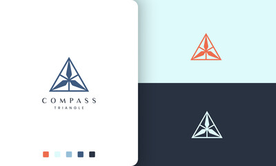 navigation or adventure logo with a simple and modern triangle compass shape