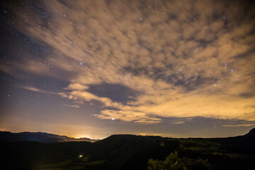 Night sky in Sant Miquel De Castello church, La Garrotxa, Spain