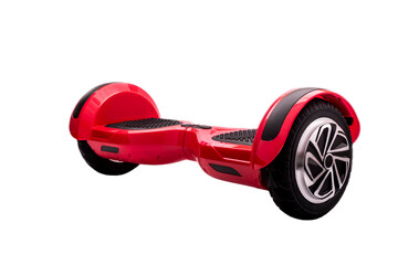 Self-balancing two-wheeled board or hoverboard scooter isolated on white background. Gyroboard: red gyroboard on white background. New movement © Yuliya