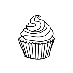 Cupcake hand drawn illustration. set of vector cupcakes for your design. doodle isolated on white background