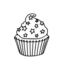 Cupcake hand drawn illustration. set of vector cupcakes for your design. doodle isolated on white background