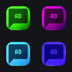 Ad four color glass button icon