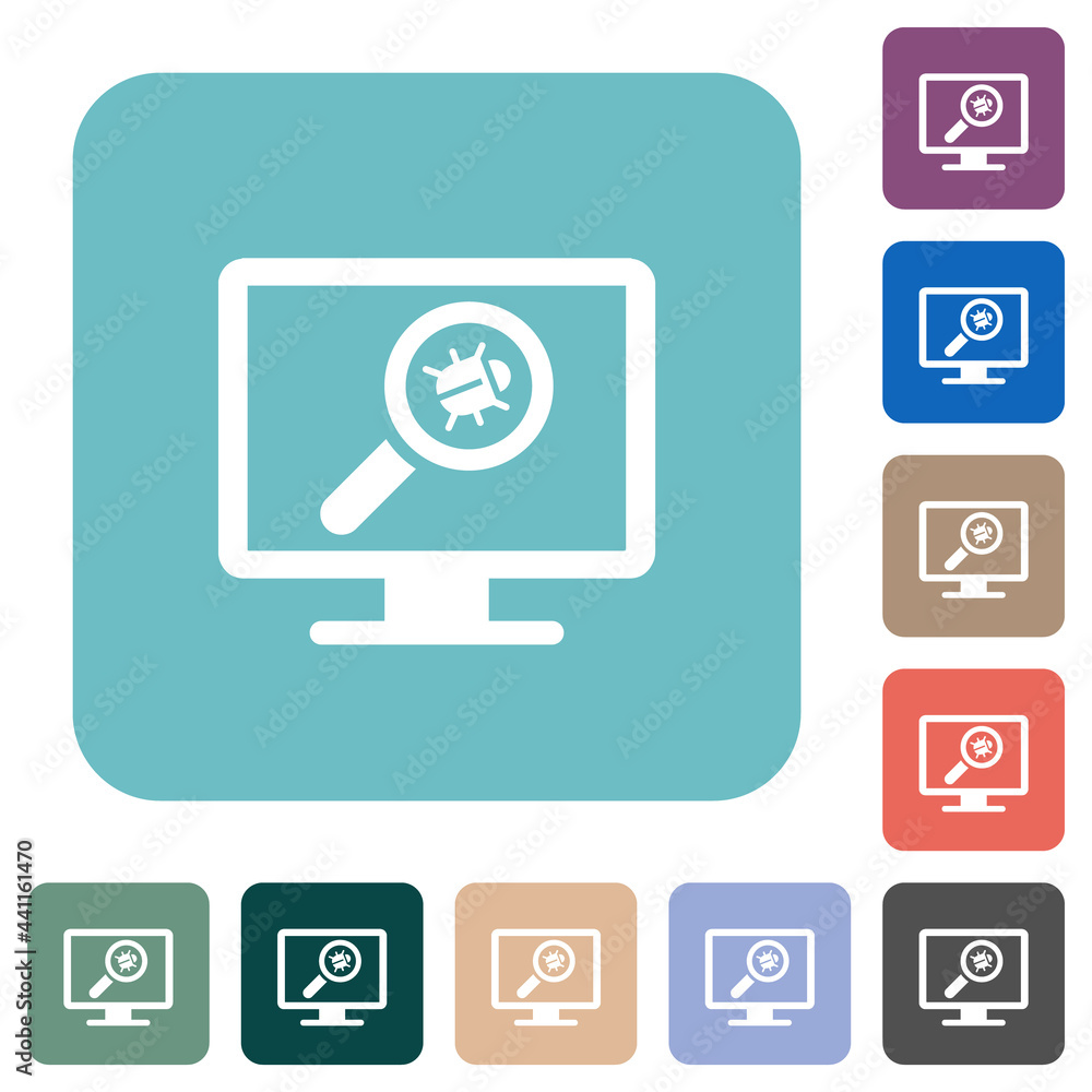 Poster virus scanning on computer rounded square flat icons