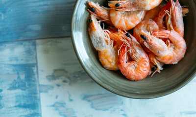 boiled shrimp in a plate 