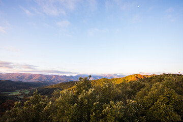 Fototapeta premium Autumn sunrise in the top of mountain in La Garrotxa, Spain