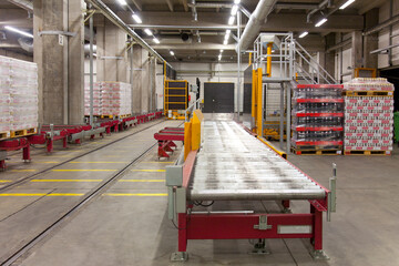 Warehouse, cartons and boxes of beer