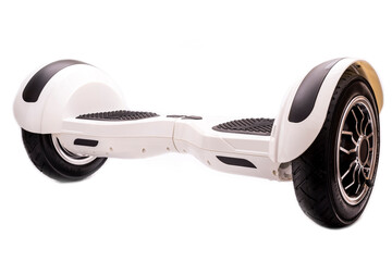 Self-balancing two-wheeled board or hoverboard scooter isolated on white background. Gyroboard:...