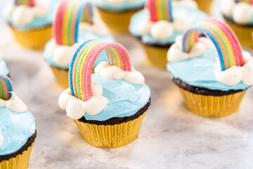 Unicorn rainbow chocolate cupcake