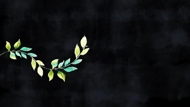 Beautiful watercolor hand-painted leaves and flowers