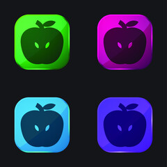 Apple Fruit four color glass button icon