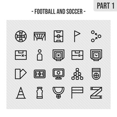 icon football and soccer outline style