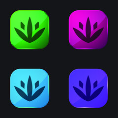 Agave four color glass button icon