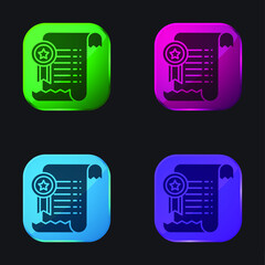 Agreement four color glass button icon