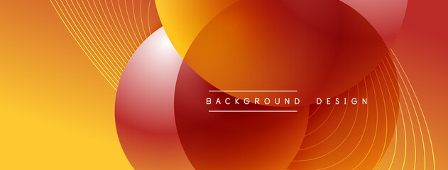 Gradient circles with shadows. Vector techno abstract background. Modern overlapping forms wallpaper background, design template