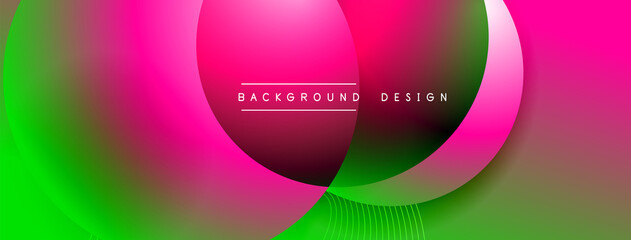 Gradient circles with shadows. Vector techno abstract background. Modern overlapping forms wallpaper background, design template