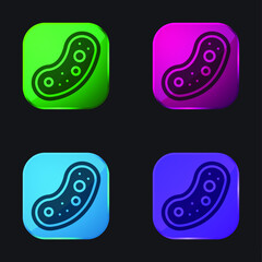 Bacteria four color glass button icon
