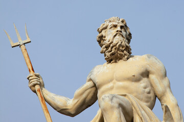The mighty god of sea and oceans Neptune (Poseidon, Triton) with trident as symbol strength, power...