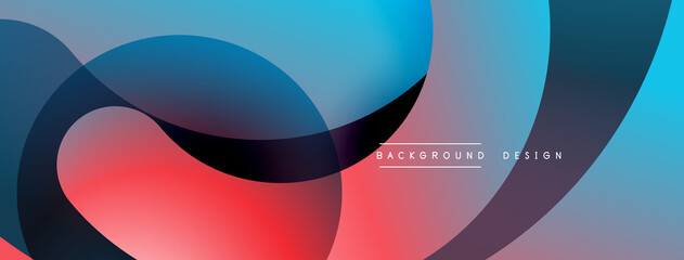 Abstract overlapping lines and circles geometric background with gradient colors
