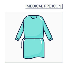 Isolation gown color icon. Personal protective equipment. Special equipment for surgeons. Medical PPE concept. Isolated vector illustration