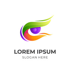 eye vision logo concept with 3d colorful style