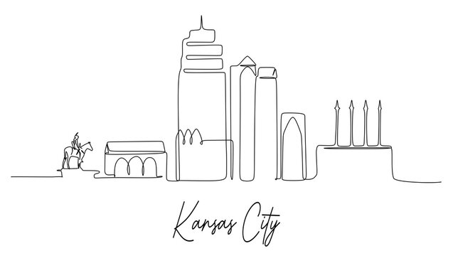 Kansas City Skyline - Continuous one line drawing