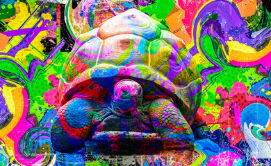 Obraz premium turtle with creative abstract element on background