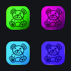 Bear Toy four color glass button icon