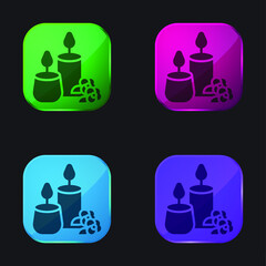 Aromatic Candle four color glass button icon