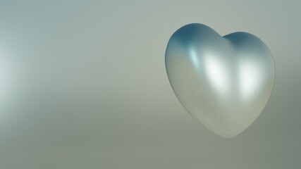 white and blue metallic heart on a white background