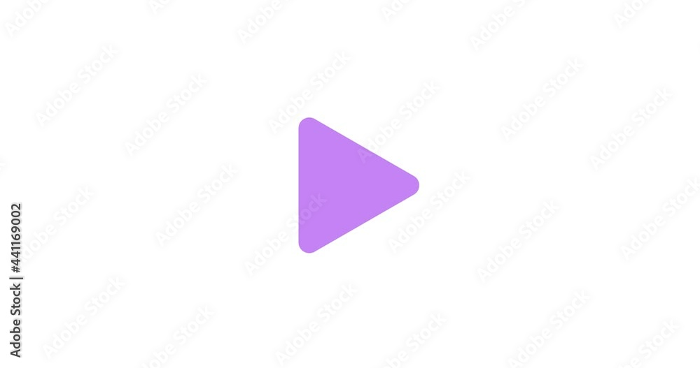 Poster play color button music icon video animation. animated play click start playing isolated