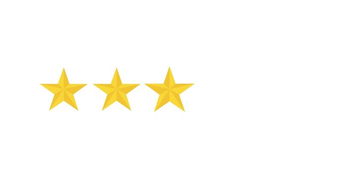 golden five stars. 5 gold star review video animation. animated assessment feedback sign