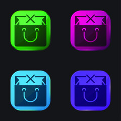 Bag four color glass button icon